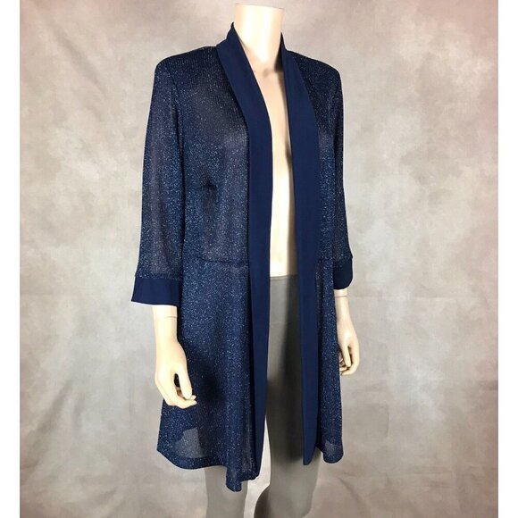 R&M RICHARDS Blue Metallic Evening Cover-Up Cardigan NEW 16W - Picture 6 of 9